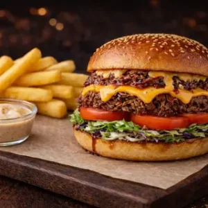 Pulled Pork Burger + Curly Fries