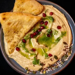 Hummus with Basil and Focaccia